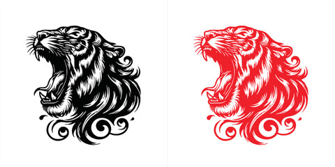 simple minimalist tiger head wild animal logo vector illustration template design	
