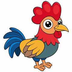 Rooster isolated on white background, Rooster vector illustration, bird on a branch vector art, chicken silhouette, bird vector icon, chickens on a branch line art, eps