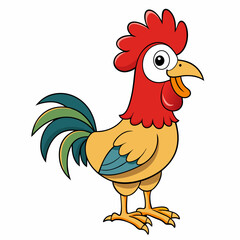 Rooster isolated on white background, Rooster vector illustration, bird on a branch vector art, chicken silhouette, bird vector icon, chickens on a branch line art, eps