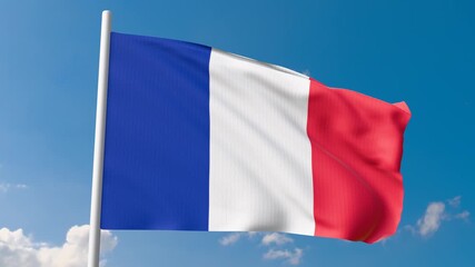 4K Flag of France country flag french waving with sky