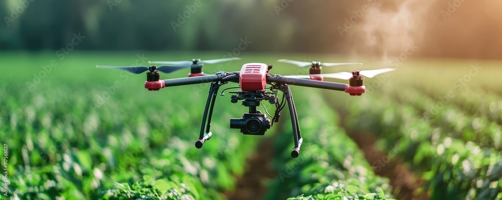 Aufkleber precision agricultural drones spraying crops for reduced pesticide usage and uniform coverage, gener