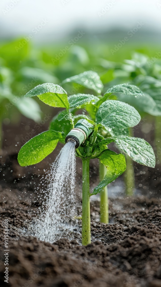 Aufkleber efficient smart irrigation system adapting to soil moisture and weather conditions, generative ai