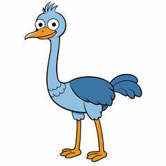 Obraz premium ostrich cartoon isolated on white, ostrich vector illustration, bird on a branch vector art, ostrich silhouette, bird vector icon, ostrichs on a branch line art, eps