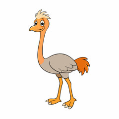 ostrich cartoon isolated on white, ostrich vector illustration, bird on a branch vector art, ostrich silhouette, bird vector icon, ostrichs on a branch line art, eps