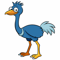 ostrich cartoon isolated on white, ostrich vector illustration, bird on a branch vector art, ostrich silhouette, bird vector icon, ostrichs on a branch line art, eps