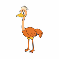 ostrich cartoon isolated on white, ostrich vector illustration, bird on a branch vector art, ostrich silhouette, bird vector icon, ostrichs on a branch line art, eps