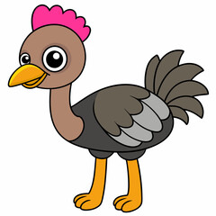 ostrich cartoon isolated on white, ostrich vector illustration, bird on a branch vector art, ostrich silhouette, bird vector icon, ostrichs on a branch line art, eps