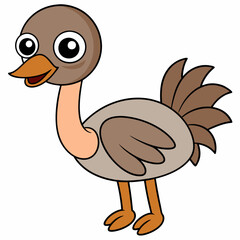 ostrich cartoon isolated on white, ostrich vector illustration, bird on a branch vector art, ostrich silhouette, bird vector icon, ostrichs on a branch line art, eps