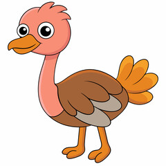 ostrich cartoon isolated on white, ostrich vector illustration, bird on a branch vector art, ostrich silhouette, bird vector icon, ostrichs on a branch line art, eps