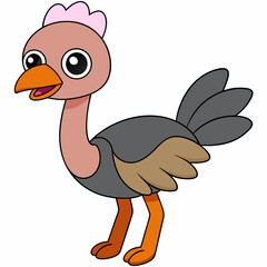 ostrich cartoon isolated on white, ostrich vector illustration, bird on a branch vector art, ostrich silhouette, bird vector icon, ostrichs on a branch line art, eps