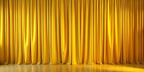 Vibrant bright yellow curtains hanging on a background, yellow, curtains, vibrant,home decor, window treatment
