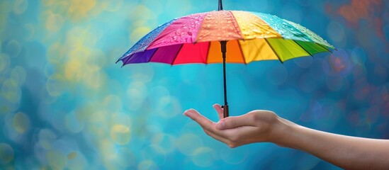 Colorful Umbrella Held by Hand