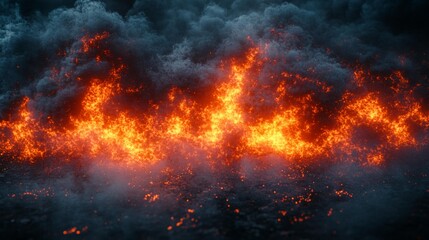 Fototapeta premium Explosion Border with Dark Smoke and Red Lava, Ideal for Action and Dramatic Imagery, Generative AI