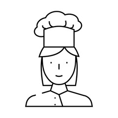 cook chef woman line icon vector. cook chef woman sign. isolated contour symbol black illustration
