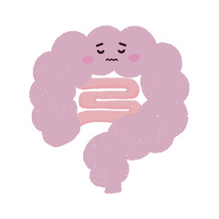 手描きのしょんぼりする腸のキャラクター