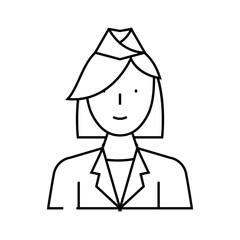stewardess woman profession line icon vector. stewardess woman profession sign. isolated contour symbol black illustration