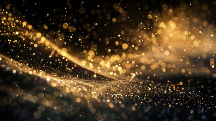 Abstract Golden Sparkle and Bokeh Background