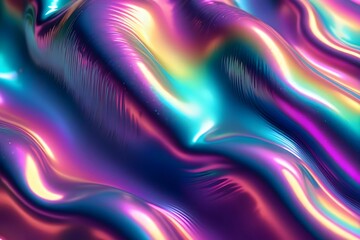Obraz premium Abstract iridescent background with wavy patterns and vibrant colors.