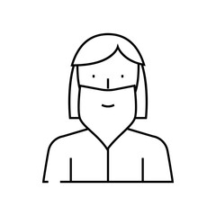 bearded madam line icon vector. bearded madam sign. isolated contour symbol black illustration