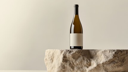 Wine bottle. Product photo on textured stone