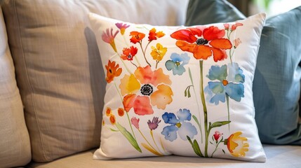 Decorative floral throw pillow.