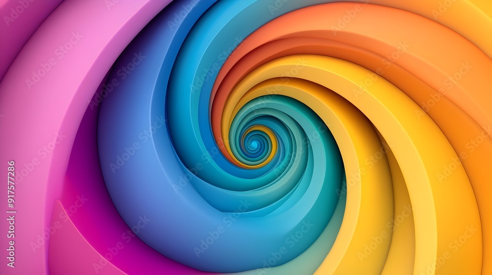 Poster mesmerizing 3d spiral with rainbow gradient,captivating hypnotic abstract background design