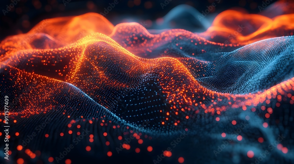 Aufkleber futuristic abstract 3d mesh with glowing edges for tech-inspired themes