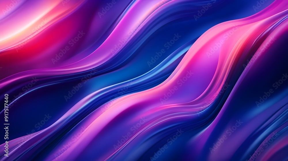 Poster fluid 3d waves with gradient lighting,smooth abstract digital background
