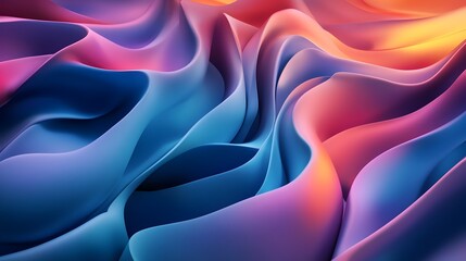 Obraz premium Mesmerizing Fluid 3D Waves with Gradient Lighting - Modern and Captivating Abstract Design