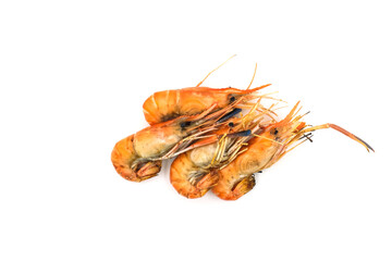 Grilled shrimp on a white background. Seafood. Natural symptoms