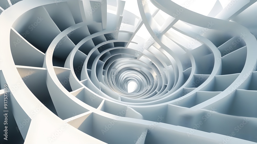 Poster shifting pathways of abstract 3d labyrinth with conceptual design