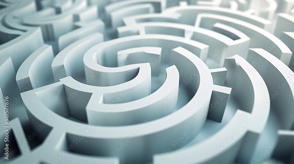 Poster captivating conceptual 3d labyrinth with shifting pathways and intricate geometric design