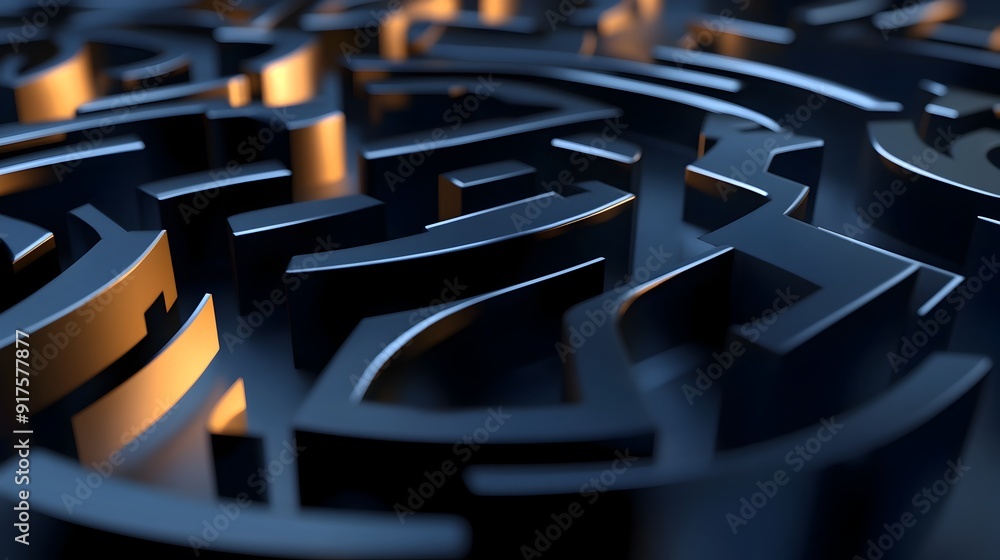 Poster captivating 3d abstract labyrinth with shifting pathways and intricate design