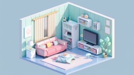 A brightly lit pink-themed bedroom for a young girl, featuring a comfortable bed, study desk, and playful decor, bathed in natural sunlight from a large window.