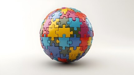Vibrant 3D Puzzle Pieces Forming a Conceptual Globe of Unity and Diversity