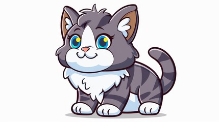 Adorable cartoon cat illustration, perfect for kids art or playful designs, set against a clean white backdrop.