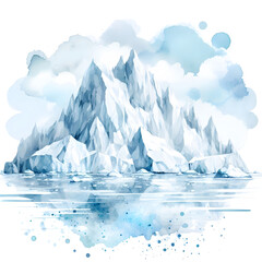 흰 배경, 빙산, 수채화 (white background, iceberg, watercolor)