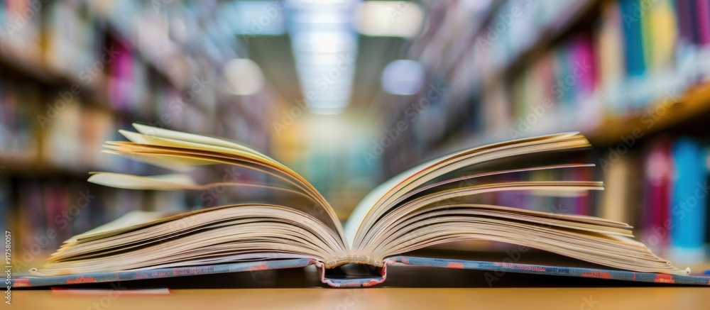 Poster Open Book in a Library