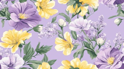 Obraz premium Seamless lathyrus limonium chrysanthemum