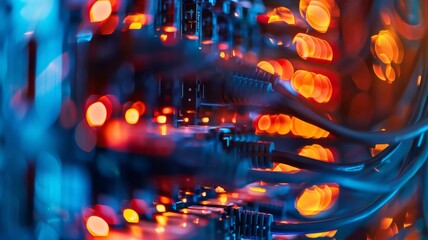 Abstract Server Room Lights and Cables