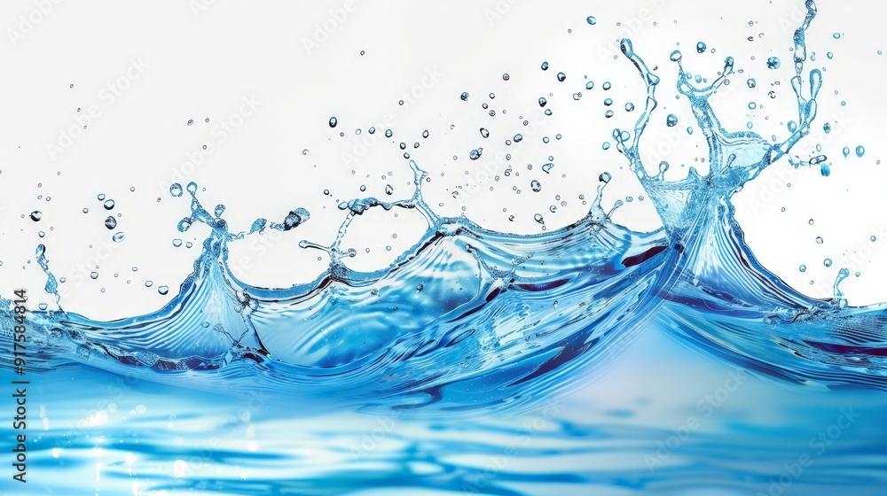 Poster capture the essence of water in motion with this captivating image, featuring a dynamic blue wave an