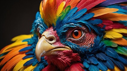 Obraz premium Colorful feathered chicken Realistic photos