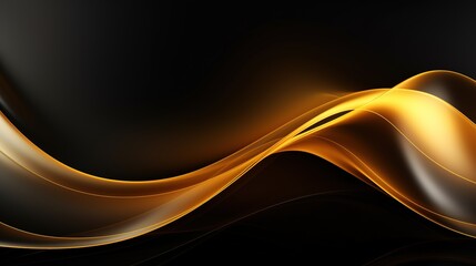 Obraz premium Abstract gold and black wave design with glowing effect.
