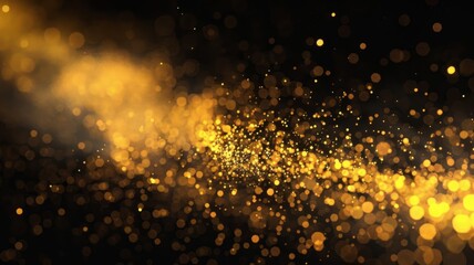 Fototapeta premium Abstract Gold Glitter and Bokeh Effect on Black Background