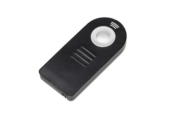 Wireless or infrared shutter release remote for camera. Isolated in white background.