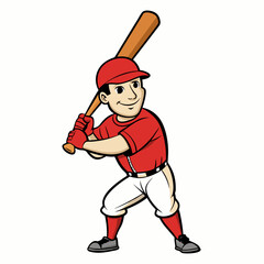 Detailed Baseball Batter Illustration on White Background