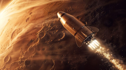 Elegant Spacecraft on Mars Approach