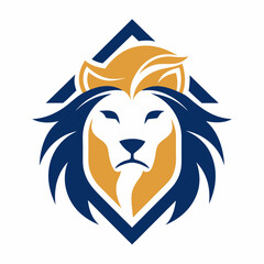 House and lion head logo design, symbol, creative idea. Lion head logo icon vector art Illustration.
