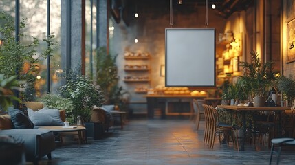 Blank square store signage design mockup isolated, metal badge clear shop template suspended on the wall outside, signboard for logo presentation of a bakery