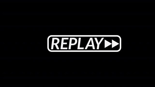 Replay Signs animation on black background, Replay animation templates for films stories and games multiple video editing on black background.